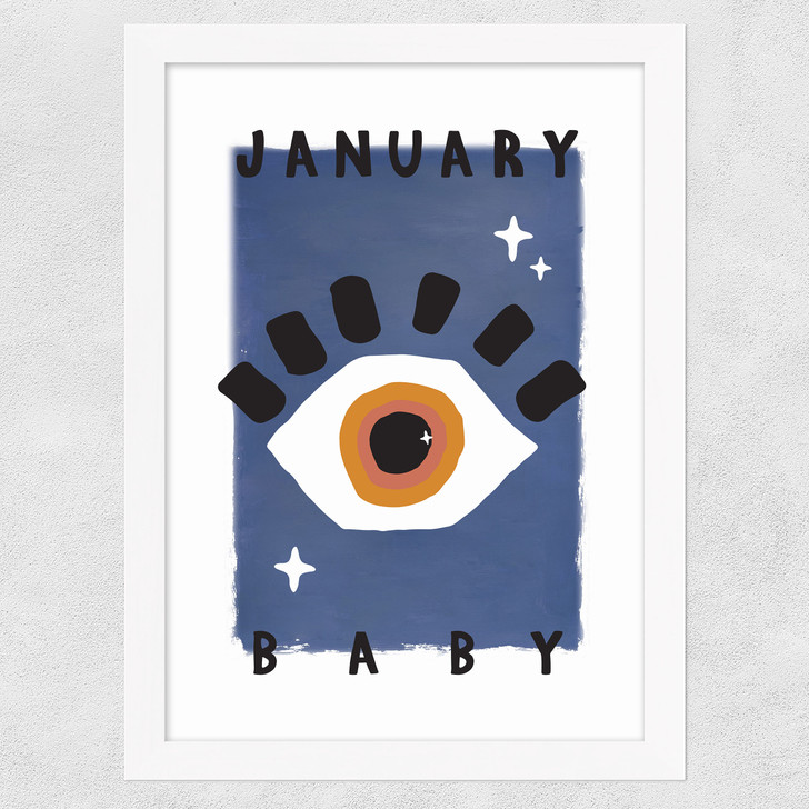 January Baby Wide White Frame