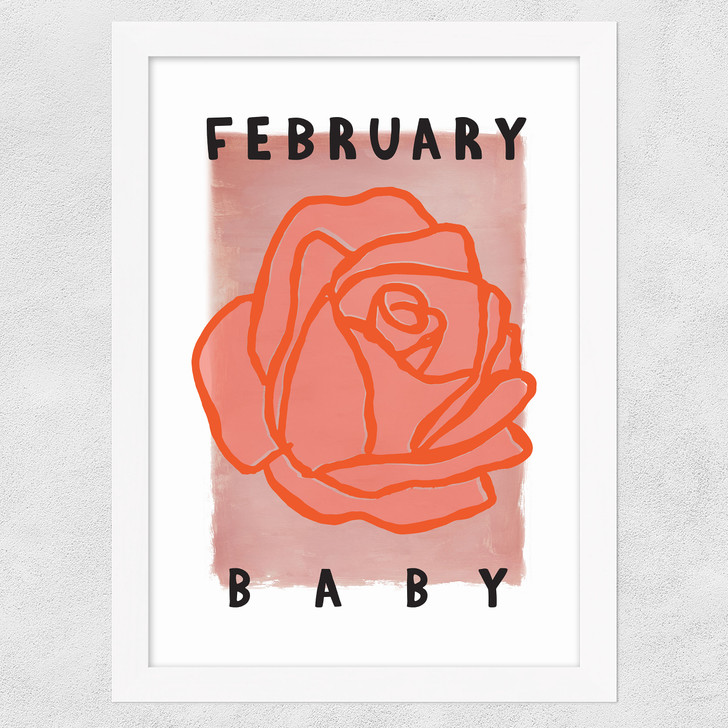 February Baby Wide White Frame