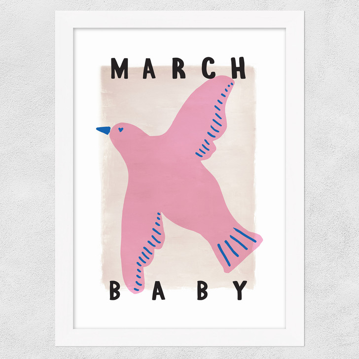 March Baby Wide White Frame
