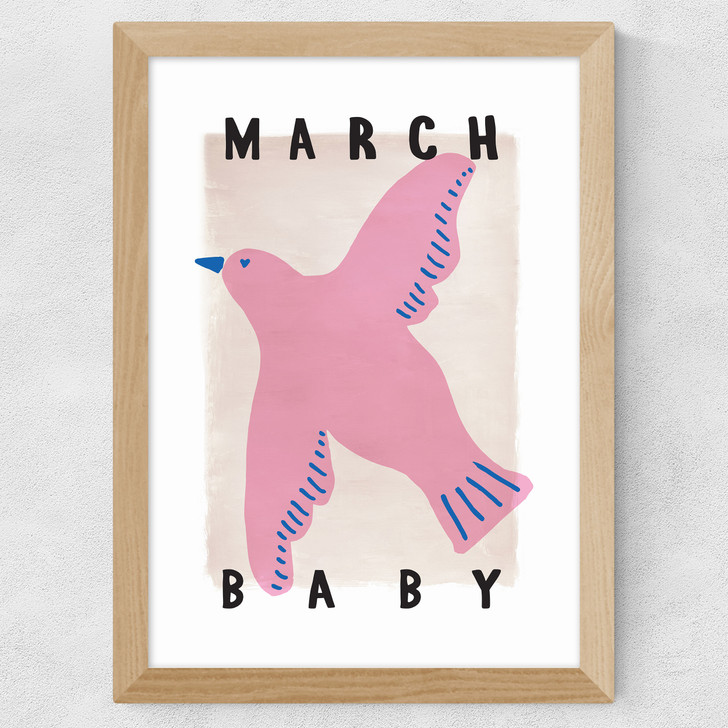 March Baby Wide Oak Frame