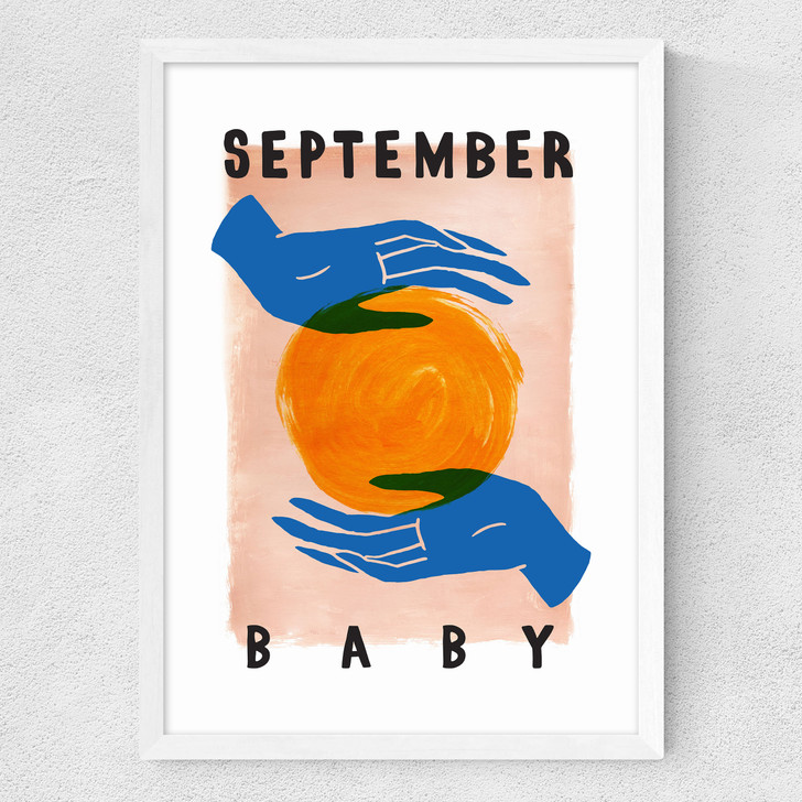 September Baby Medium White Frame