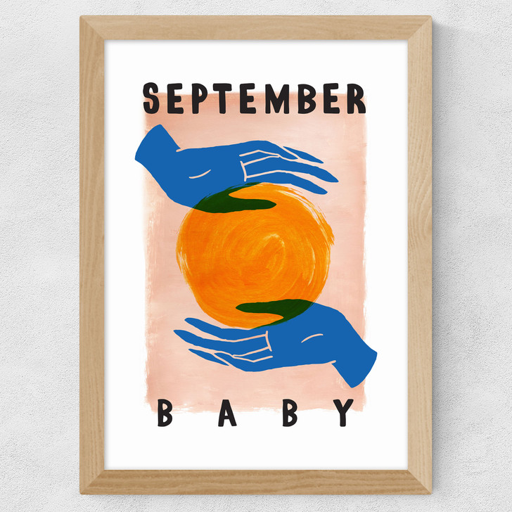 September Baby Wide Oak Frame