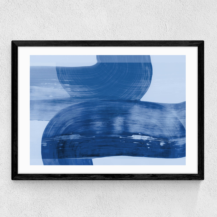 Abstract Shapes Blue Medium Black Frame