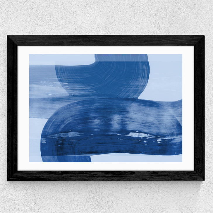 Abstract Shapes Blue Wide Black Frame