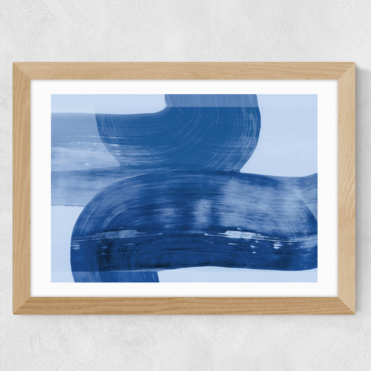 Abstract Shapes Blue Wide Oak Frame