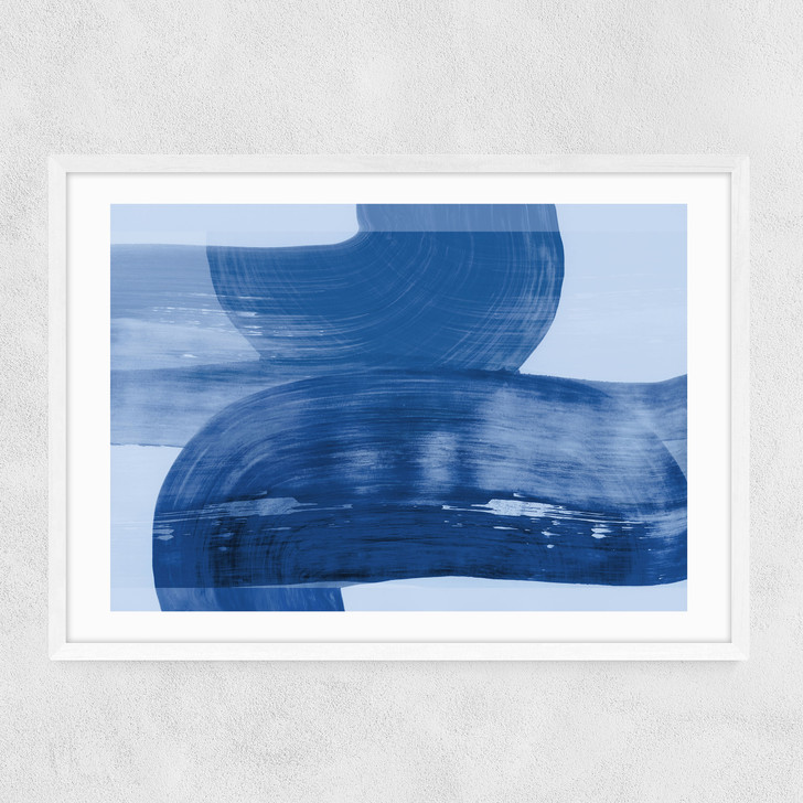 Abstract Shapes Blue Narrow White Frame
