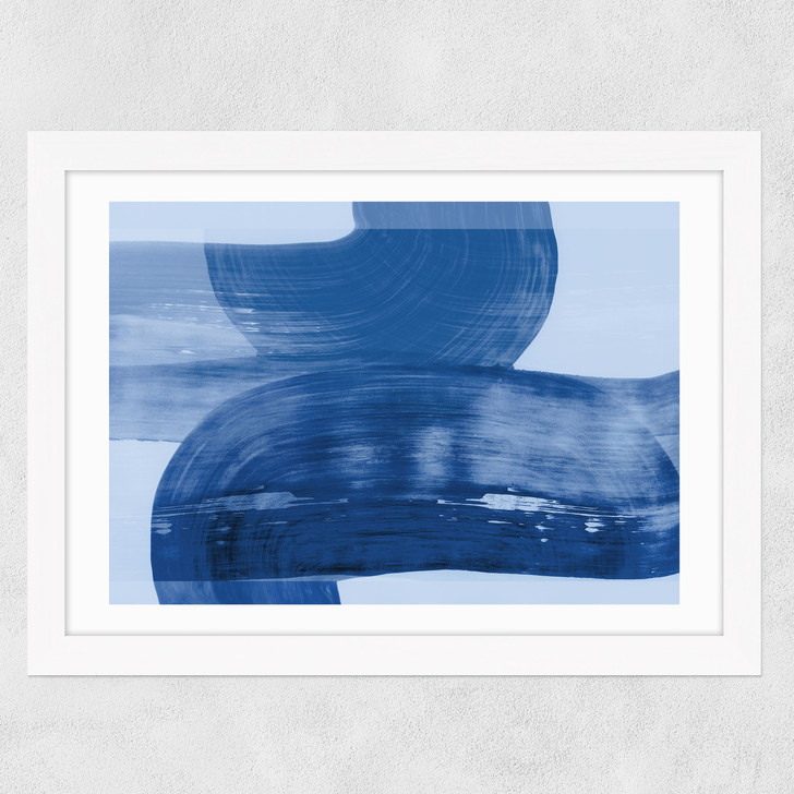 Abstract Shapes Blue Wide White Frame