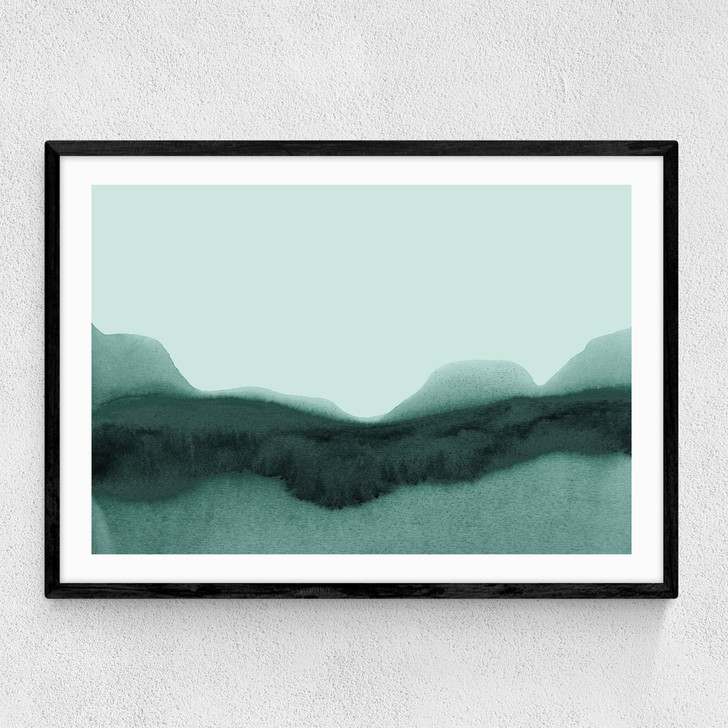 Abstract Landscape Green Narrow Black Frame