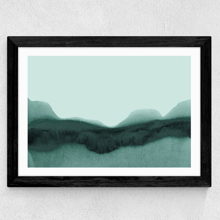 Abstract Landscape Green Wide Black Frame