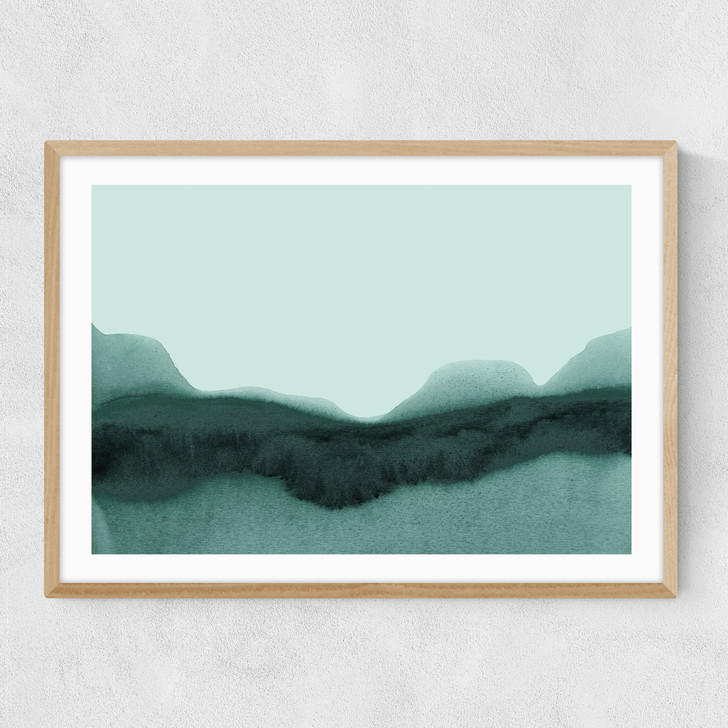 Abstract Landscape Green Narrow Oak Frame