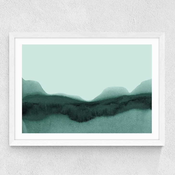 Abstract Landscape Green Medium White Frame