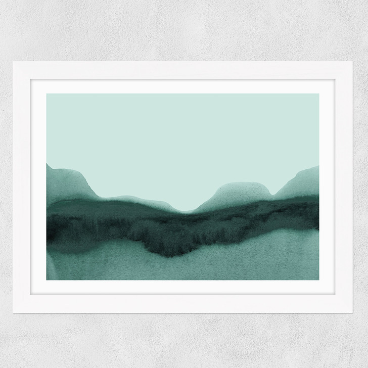 Abstract Landscape Green Wide White Frame