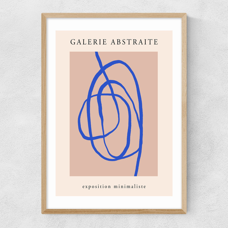 Blue Scribble Narrow Oak Frame