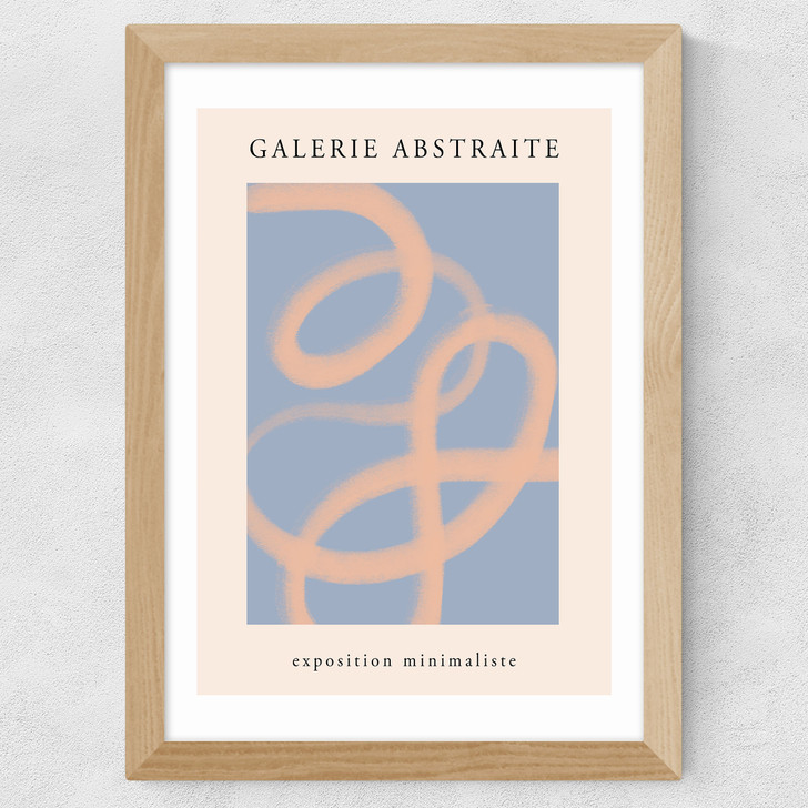 Peach Abstract Wide Oak Frame