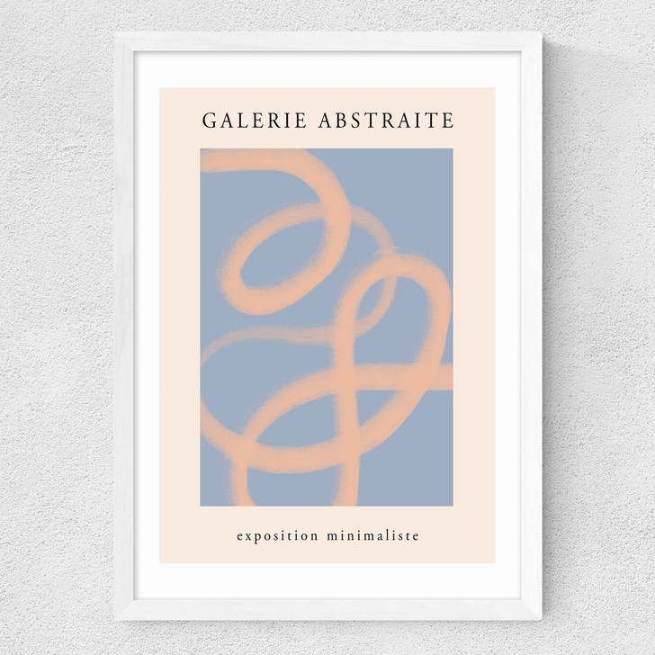 Peach Abstract Medium White Frame