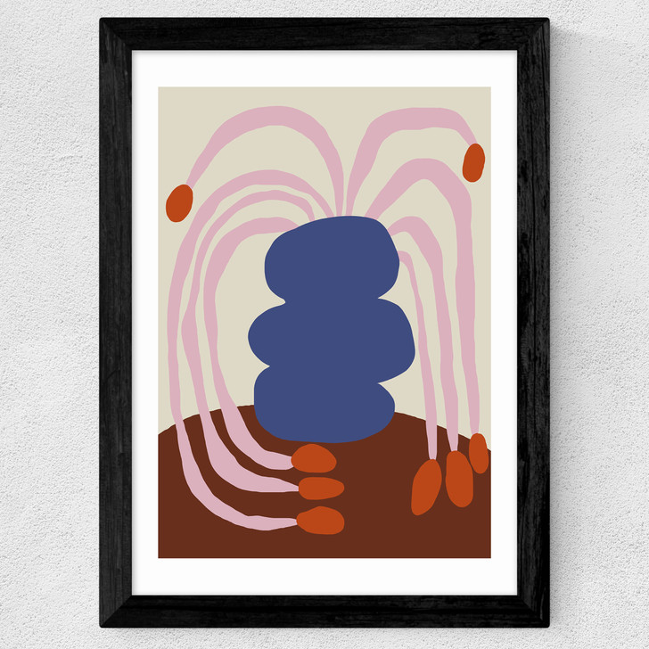 Still Life Flower Pottery Wide Black Frame