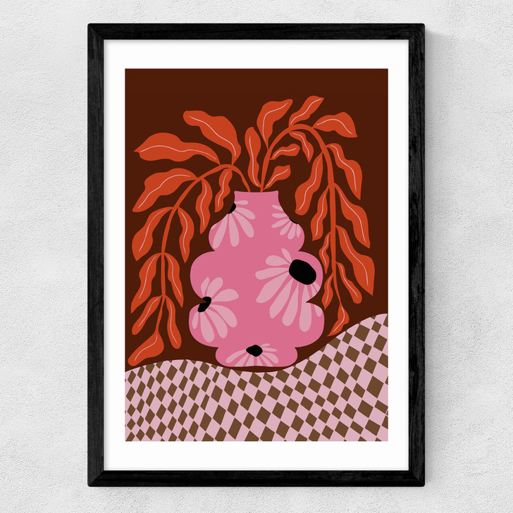 Mid-Century Blooming Pot Medium Black Frame