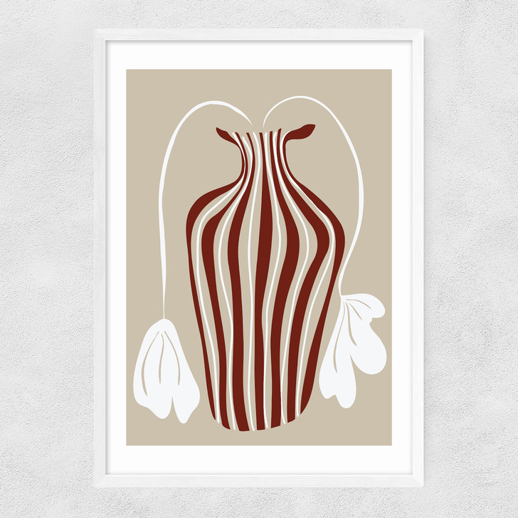 Dropping Leaf Plant Narrow White Frame