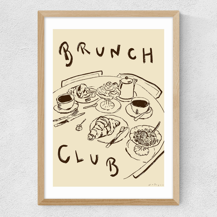 Welcome To Brunch Club Medium Oak Frame