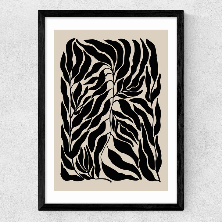 Black Botanical Poster Medium Black Frame