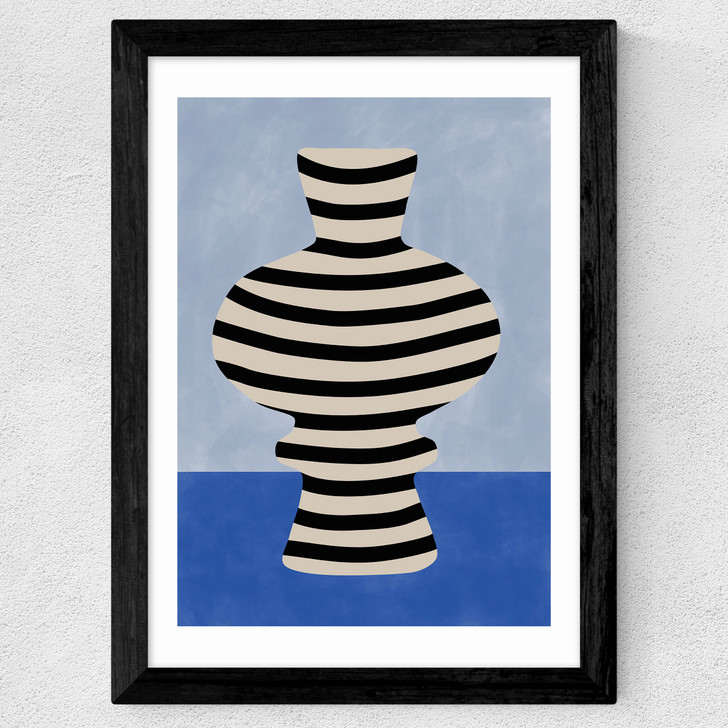 Blue Still Life III Wide Black Frame