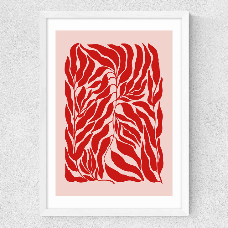 Pink & Red Botanical Poster Medium White Frame