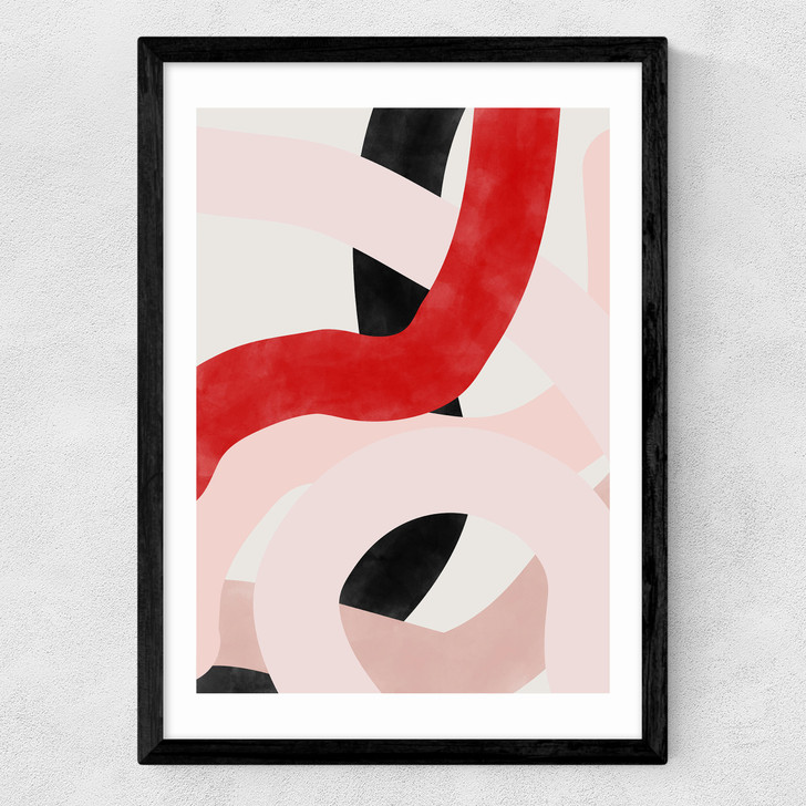 Pink & Red Brushstrokes Medium Black Frame