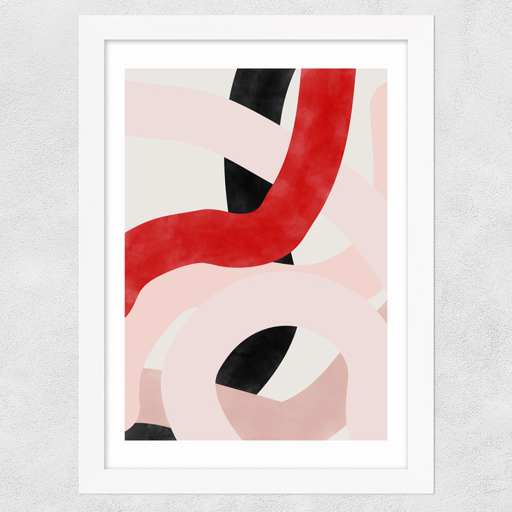 Pink & Red Brushstrokes Wide White Frame