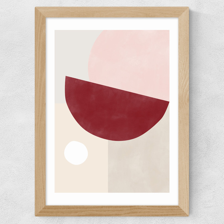 Pink & Red Graphic Poster II Wide Oak Frame