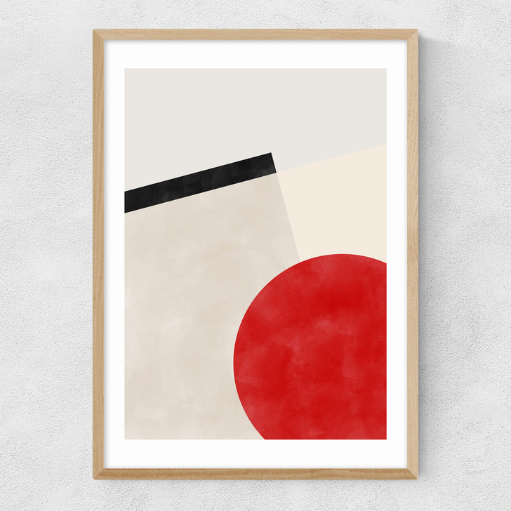 Pink & Red Graphic Poster III Narrow Oak Frame