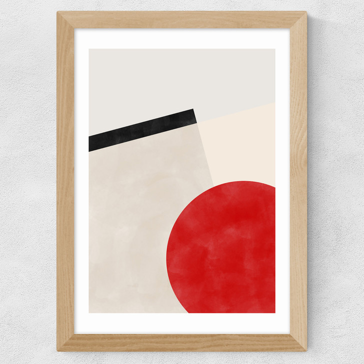 Pink & Red Graphic Poster III Wide Oak Frame