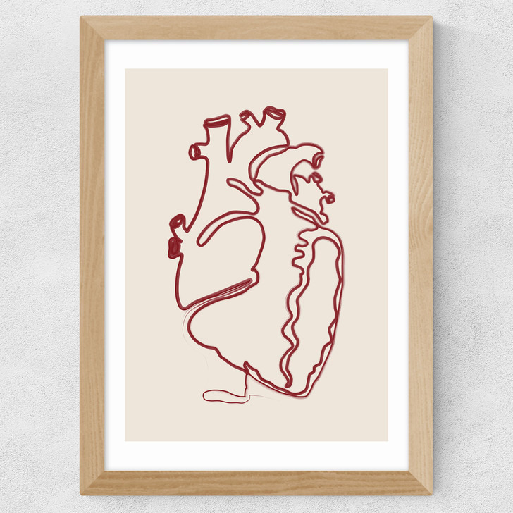 Heart Line Wide Oak Frame