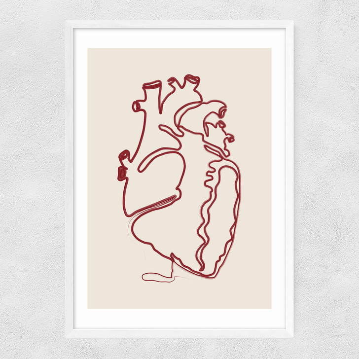 Heart Line Narrow White Frame