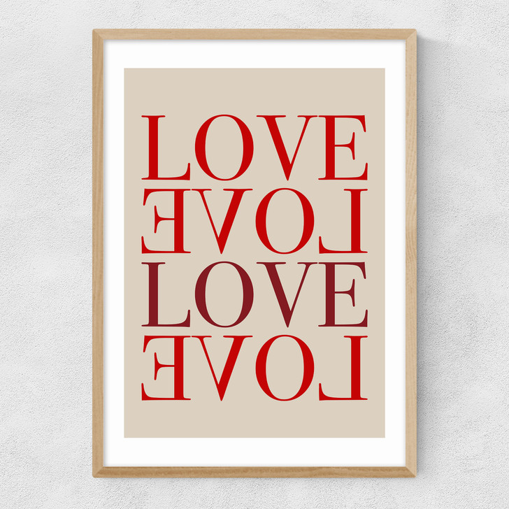 love typographic art print by the print republic in oak frame