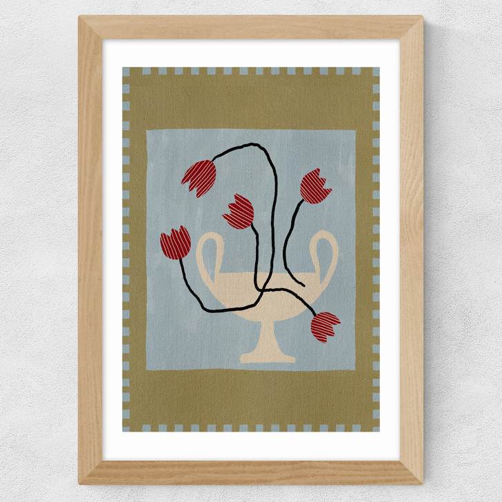 Out of Vase Blooms VI Wide Oak Frame