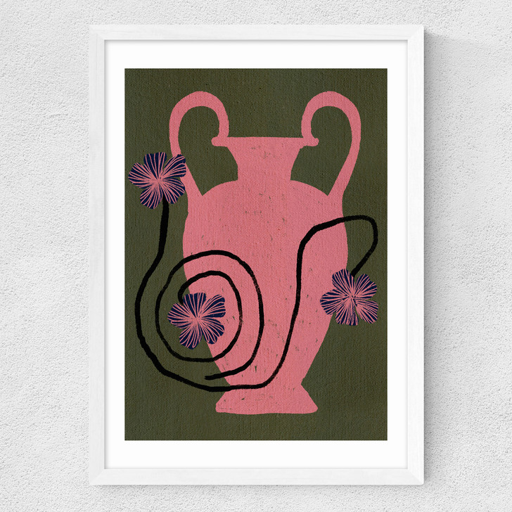 Out of Vase Blooms I Medium White Frame