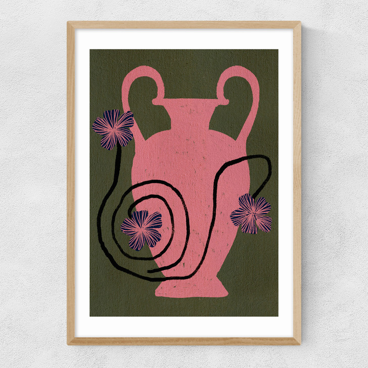 Out of Vase Blooms I Narrow Oak Frame