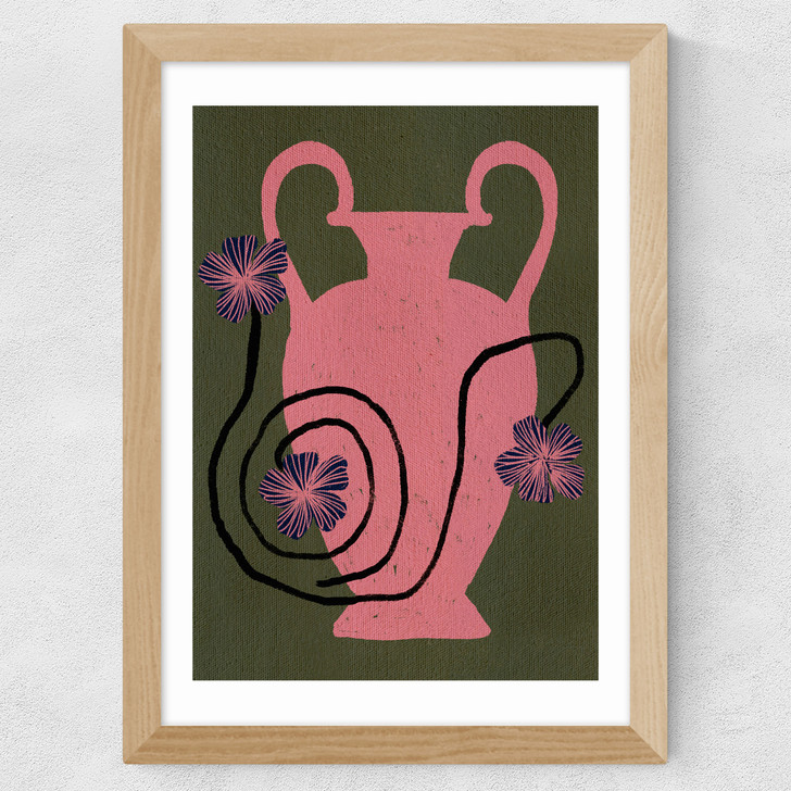 Out of Vase Blooms I Wide Oak Frame