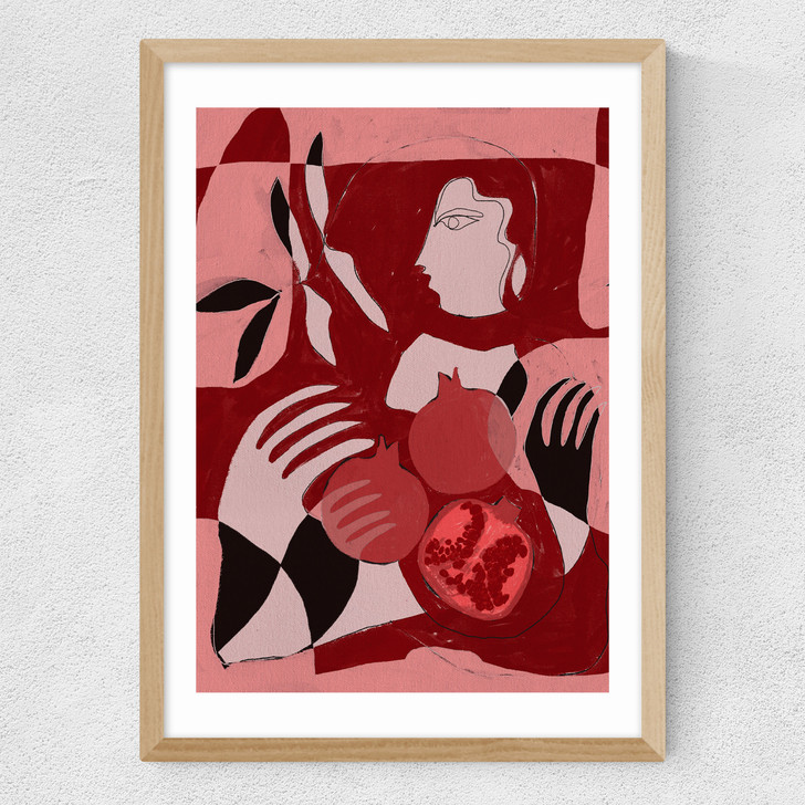 Pomegranate of the Soul II Medium Oak Frame