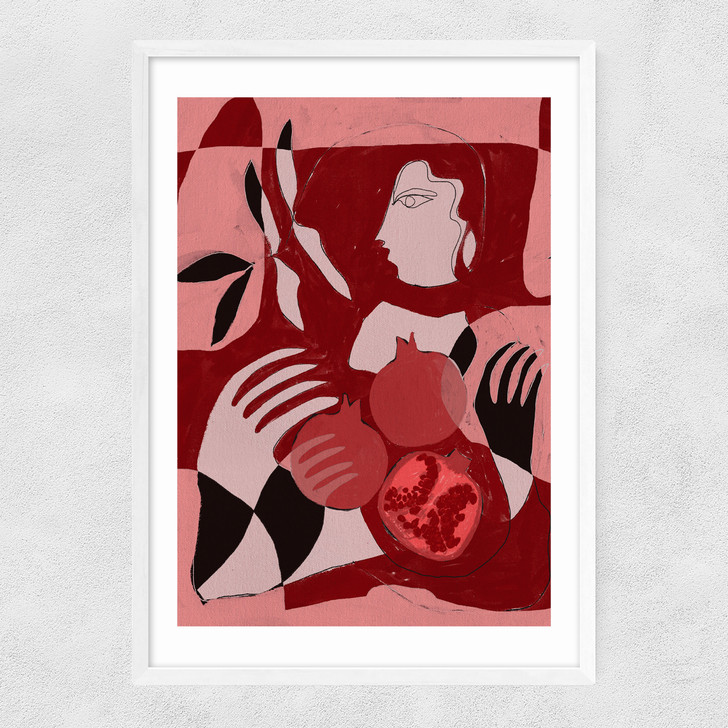 Pomegranate of the Soul II Narrow White Frame