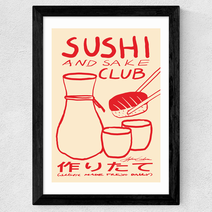 Sushi & Sake Club Wide Black Frame