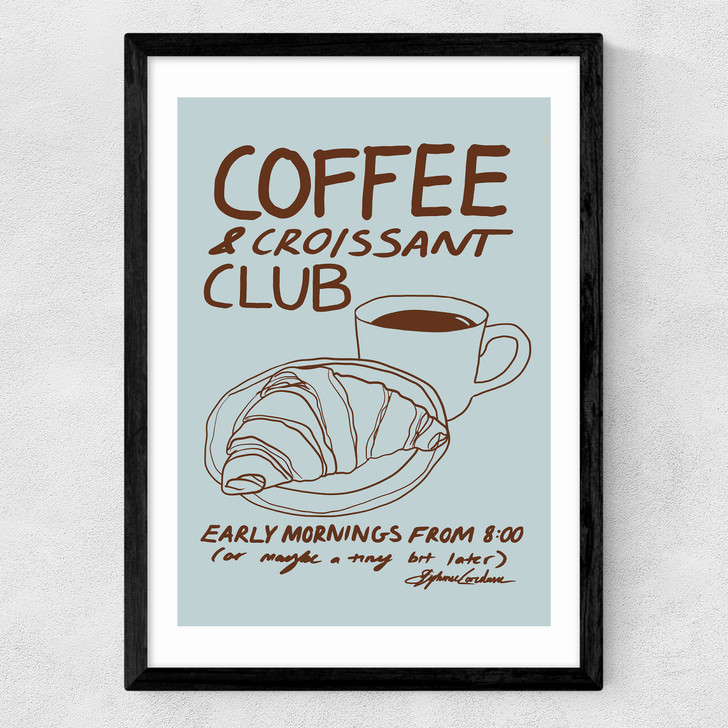 Coffee & Croissant Club Medium Black Frame