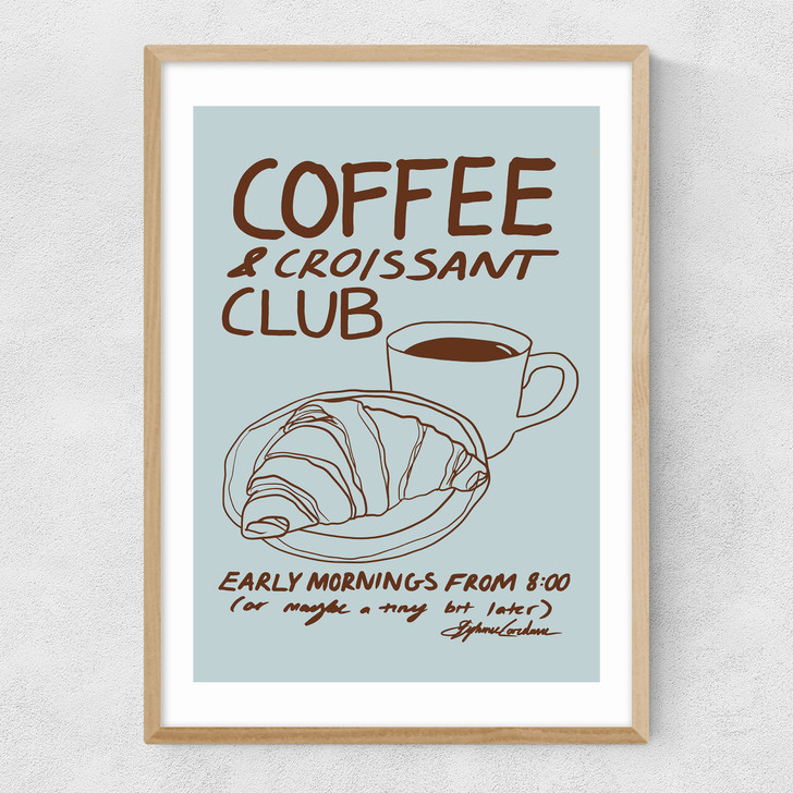 Coffee & Croissant Club Narrow Oak Frame