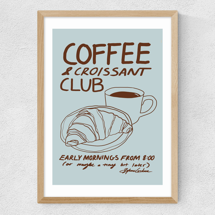 Coffee & Croissant Club Medium Oak Frame