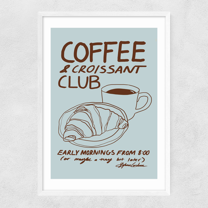 Coffee & Croissant Club Narrow White Frame