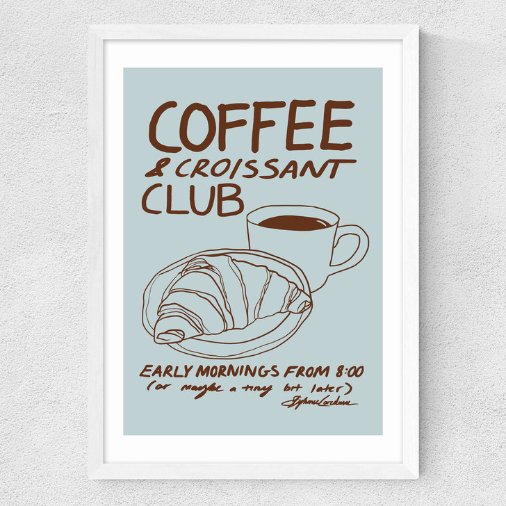Coffee & Croissant Club Medium White Frame