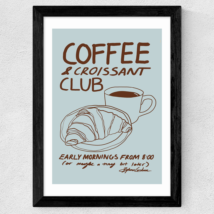 Coffee & Croissant Club Wide Black Frame