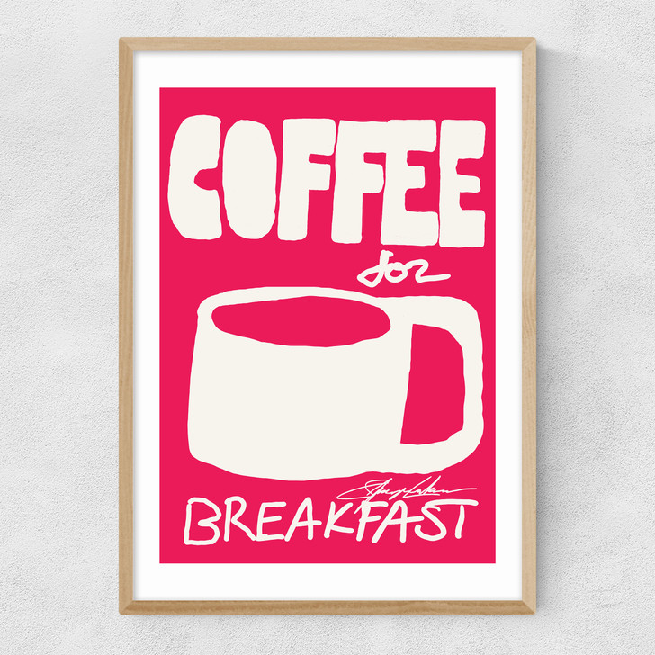 Coffee for Breakfast Narrow Oak Frame