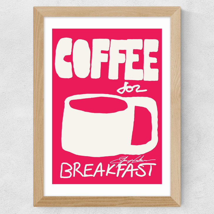 Coffee for Breakfast Wide Oak Frame