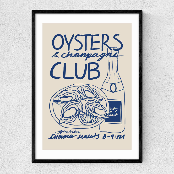 Oysters & Champagne Club Narrow Black Frame